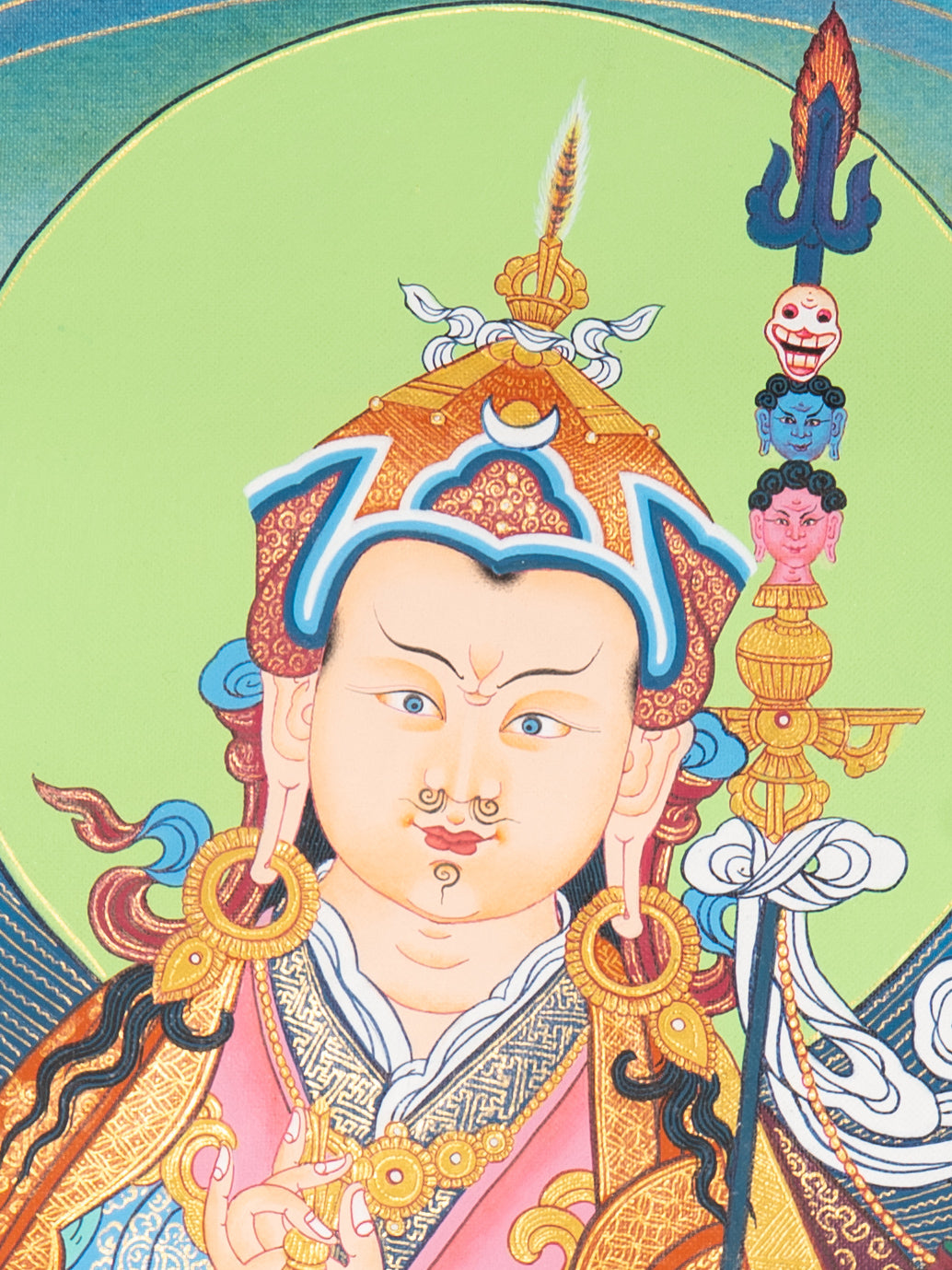 Handpainted Guru Rinpoche Thangka - Tibetan Painting 