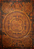 Antique Buddha Mandala Thangka  - Sacred Tibetan Painting