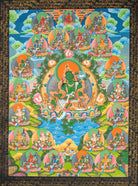 Handpainted 21 Tara Thangka - Sacred Tibetan Art
