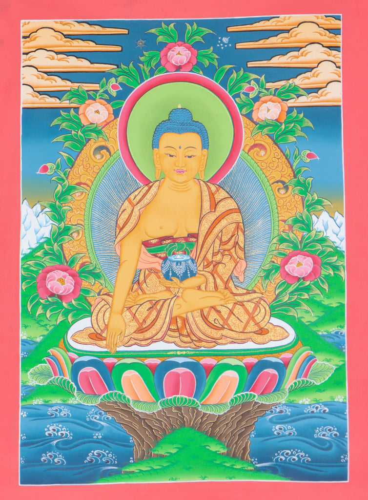 Shakyamuni Buddha Thangka for praying and meditation .