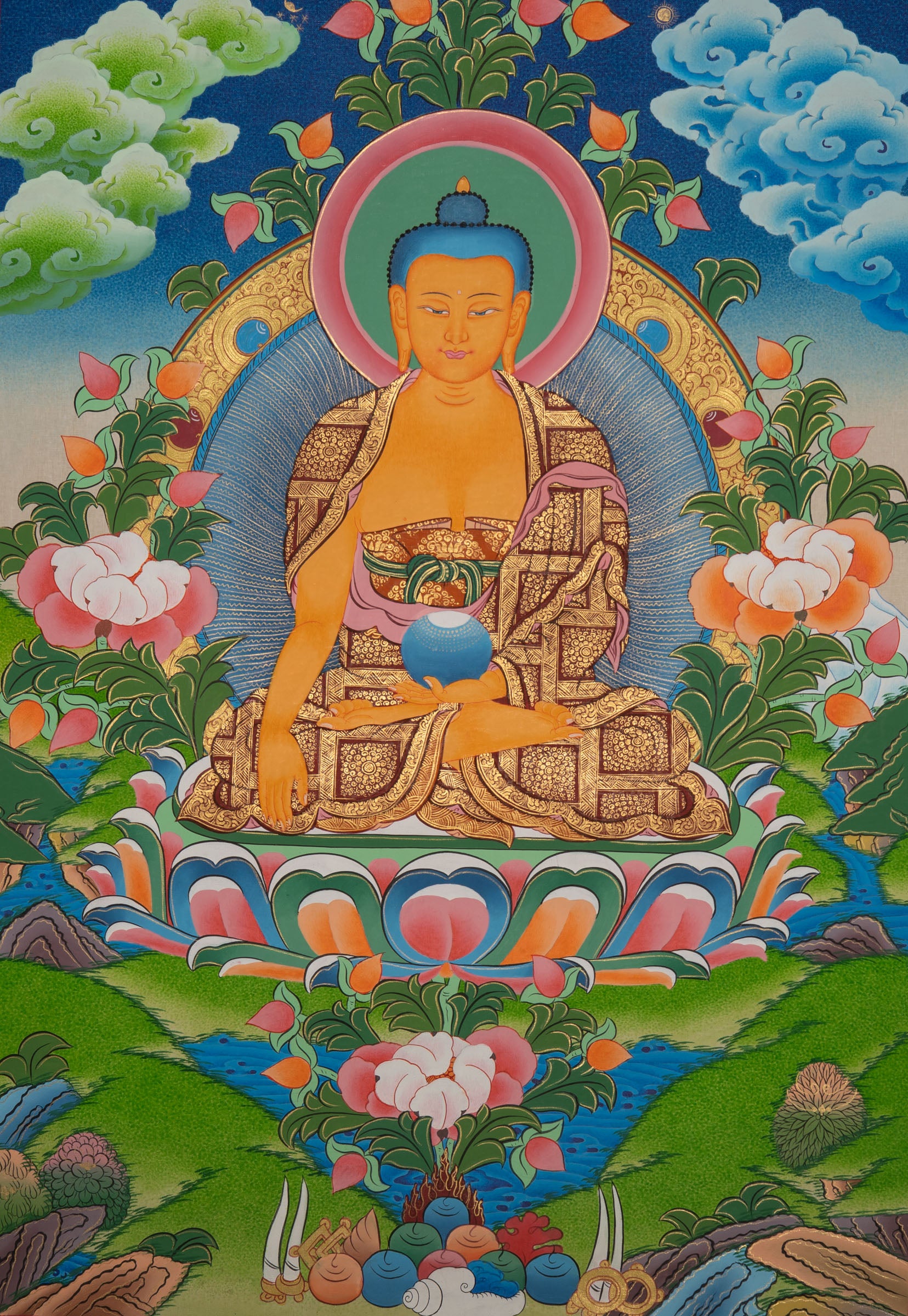 Sacred Shakyamuni Buddha Thangka - Tibetan Painting