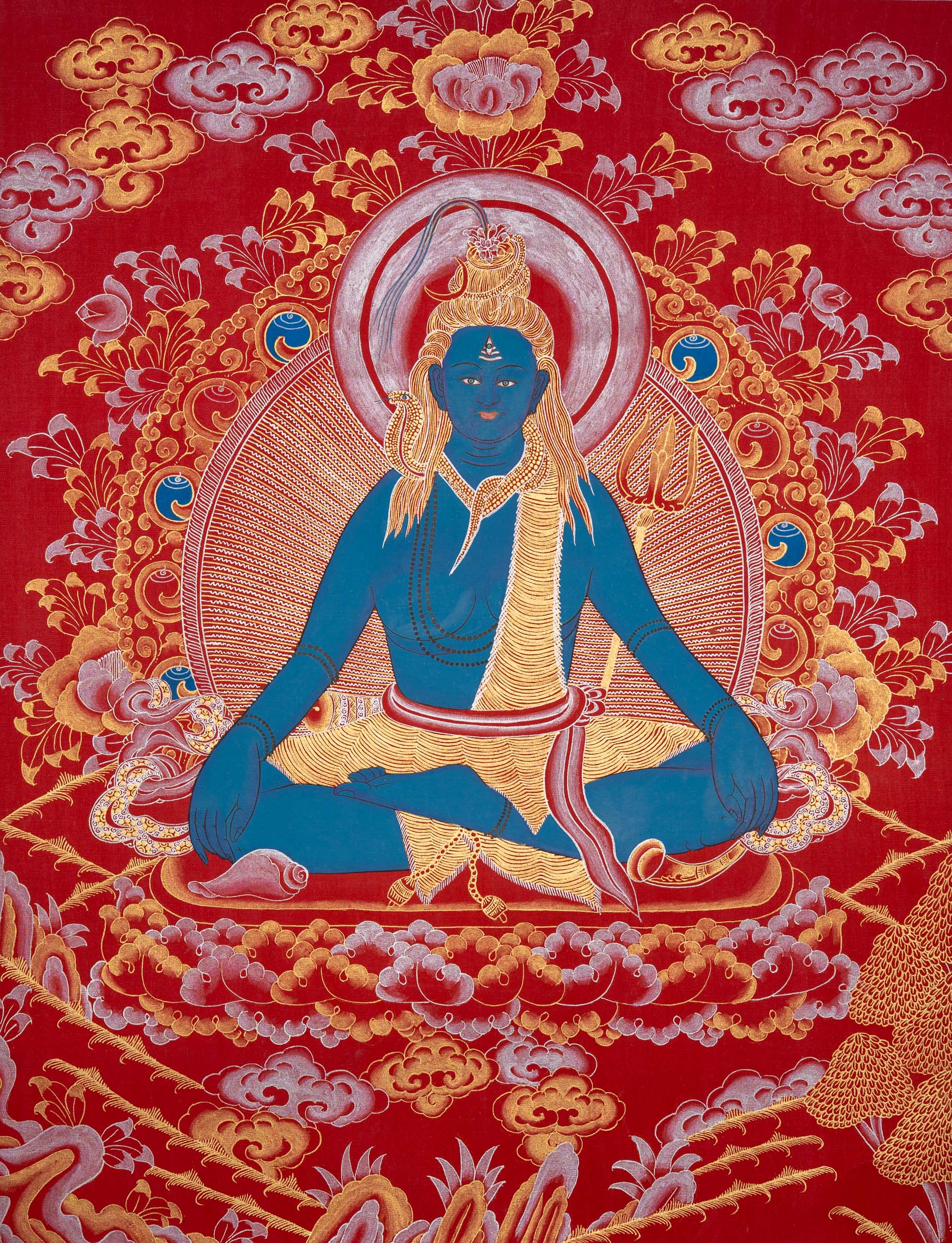 Lord Shiva Spiritual Thangka - Handpainted Art