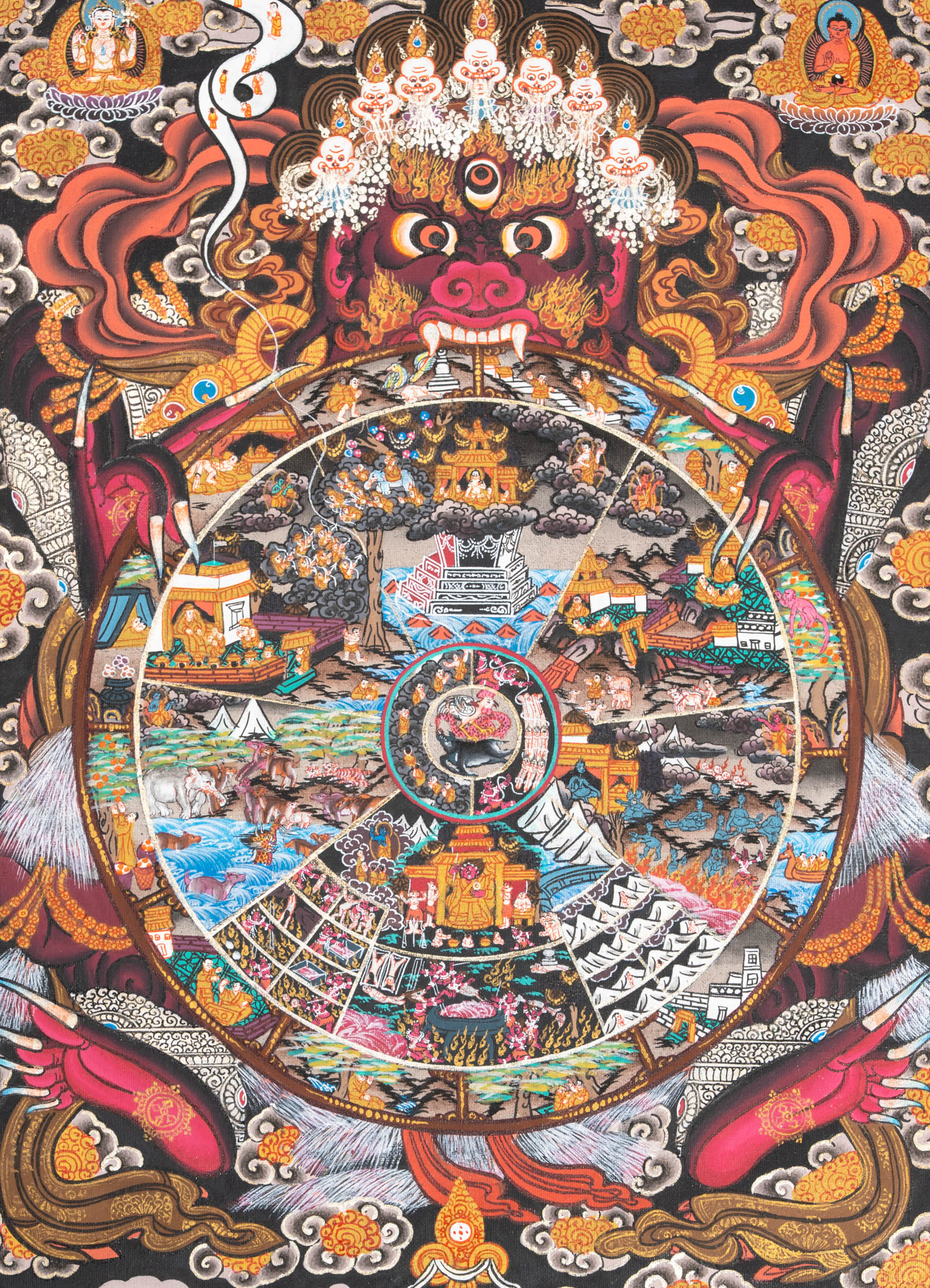 Handpainted Wheel of Life Thangka - Tibetan Art