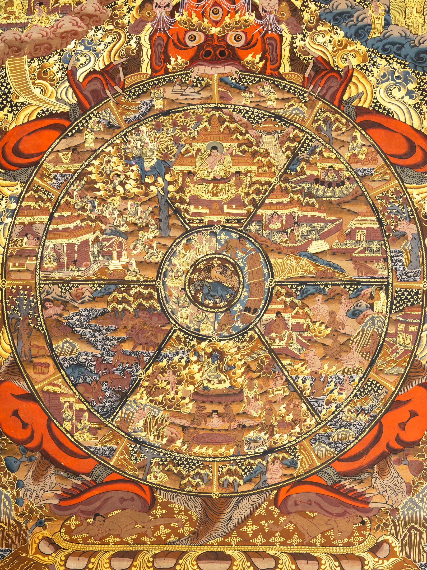 Tibetan Wheel of Life Thangka - Antique Painting