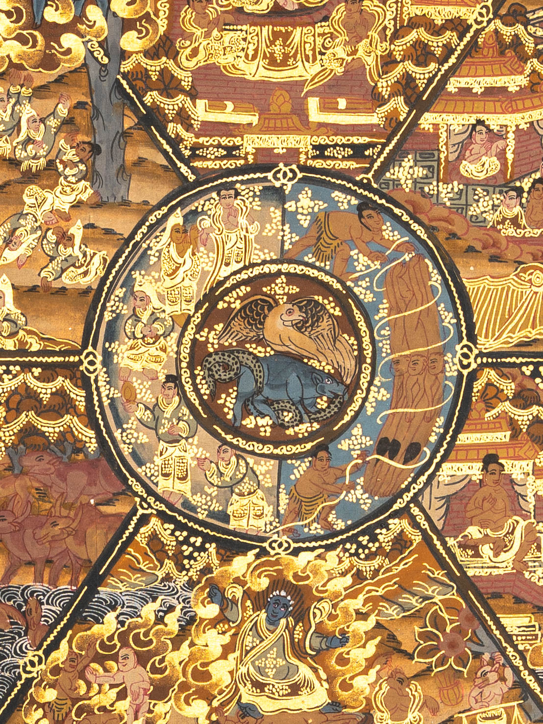 Tibetan Wheel of Life Thangka - Antique Painting