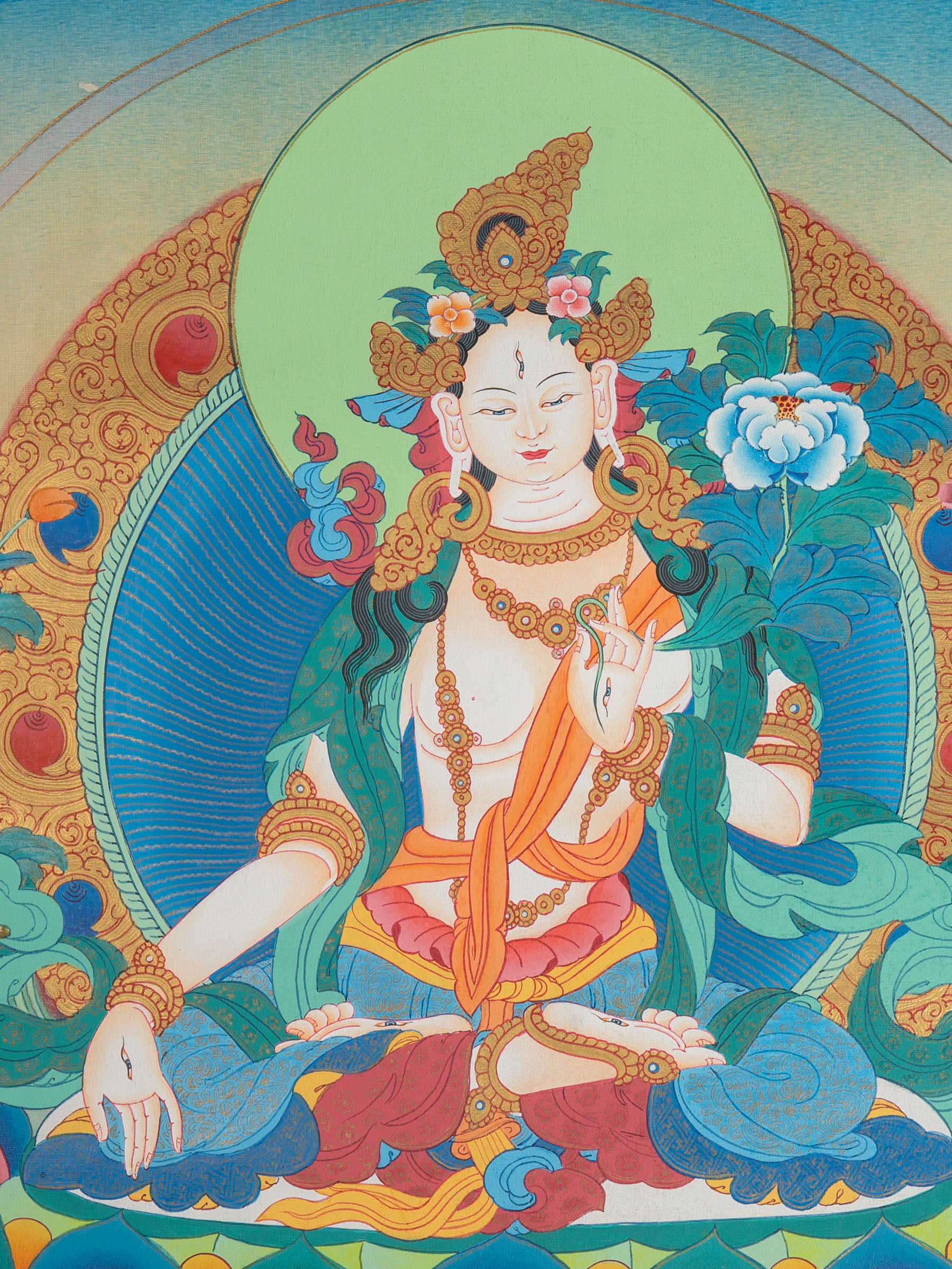 White Tara Thangka - Sacred Tibetan Painting