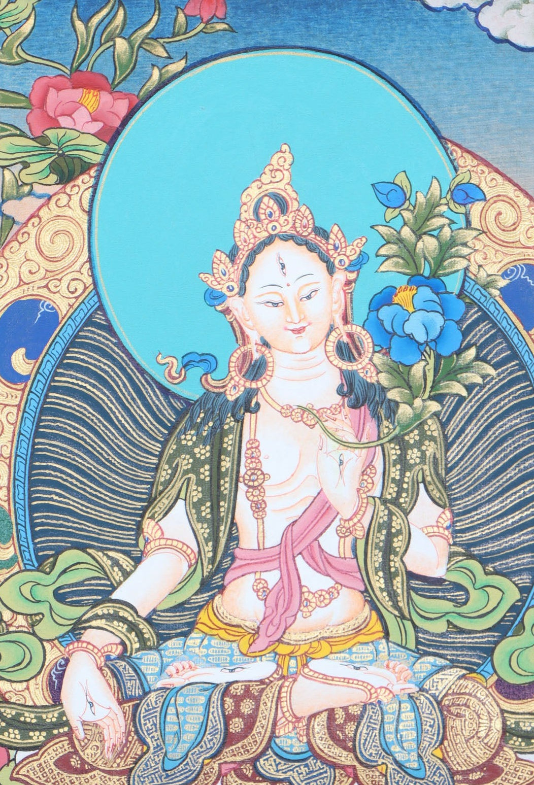 White Tara Thangka for meditation and spirituality .