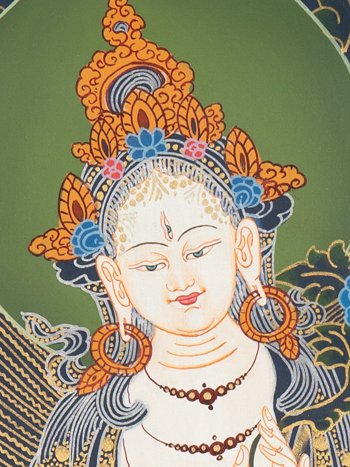 White Tara Thangka - Sacred Tibetan Art