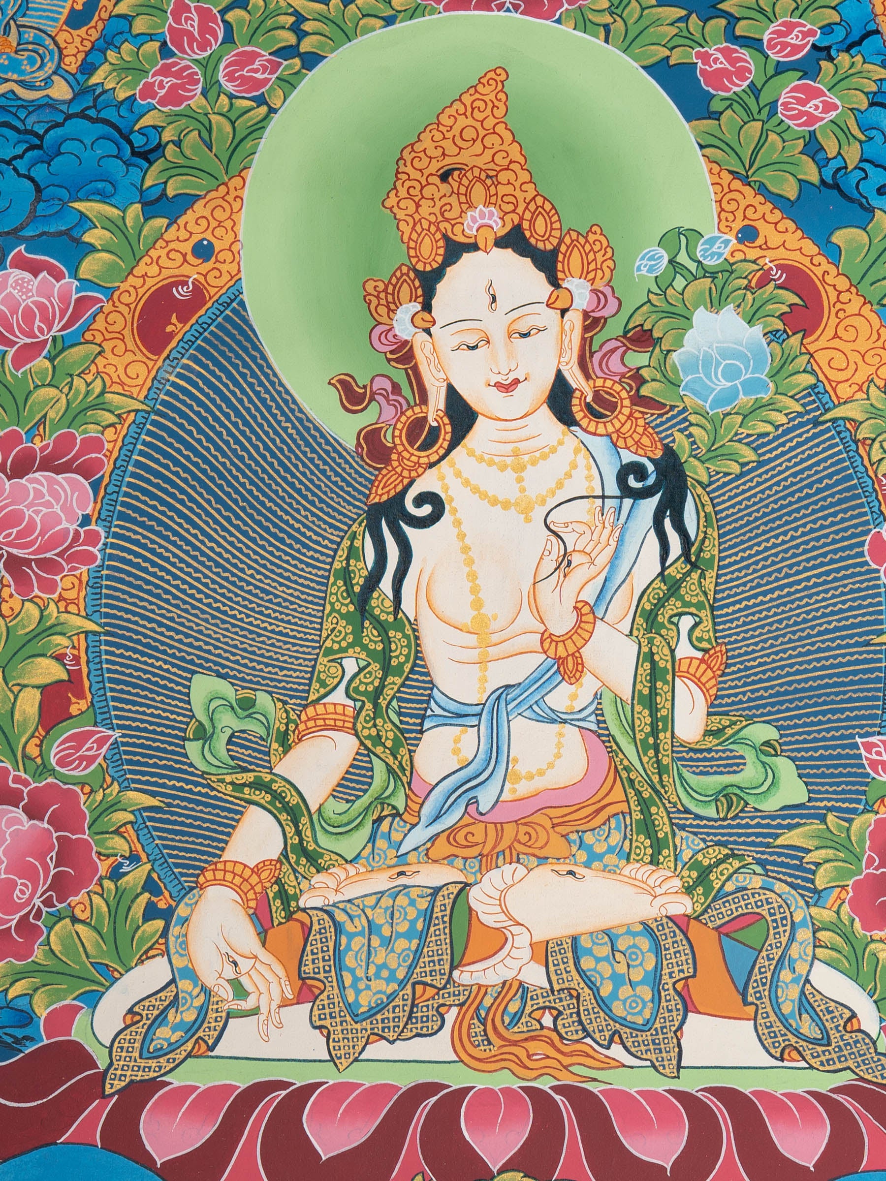 White Tara Thangka - Tibetan Painting 