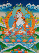 White Tara Thangka - Sacred Tibetan Painting
