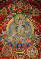Sacred White Tara Thangka - Handpainted Art