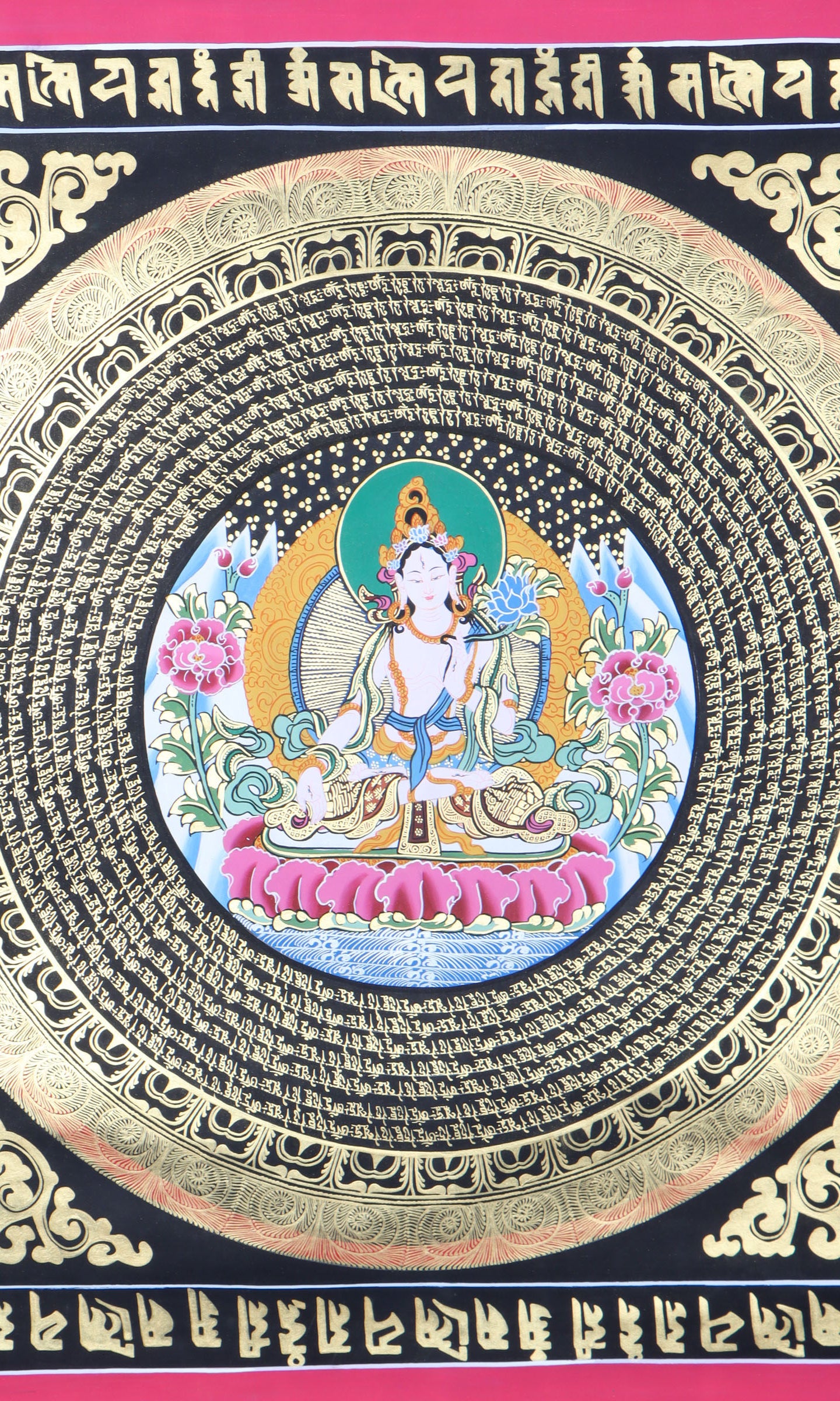 White Tara Mandala  Thangka for spirituality .