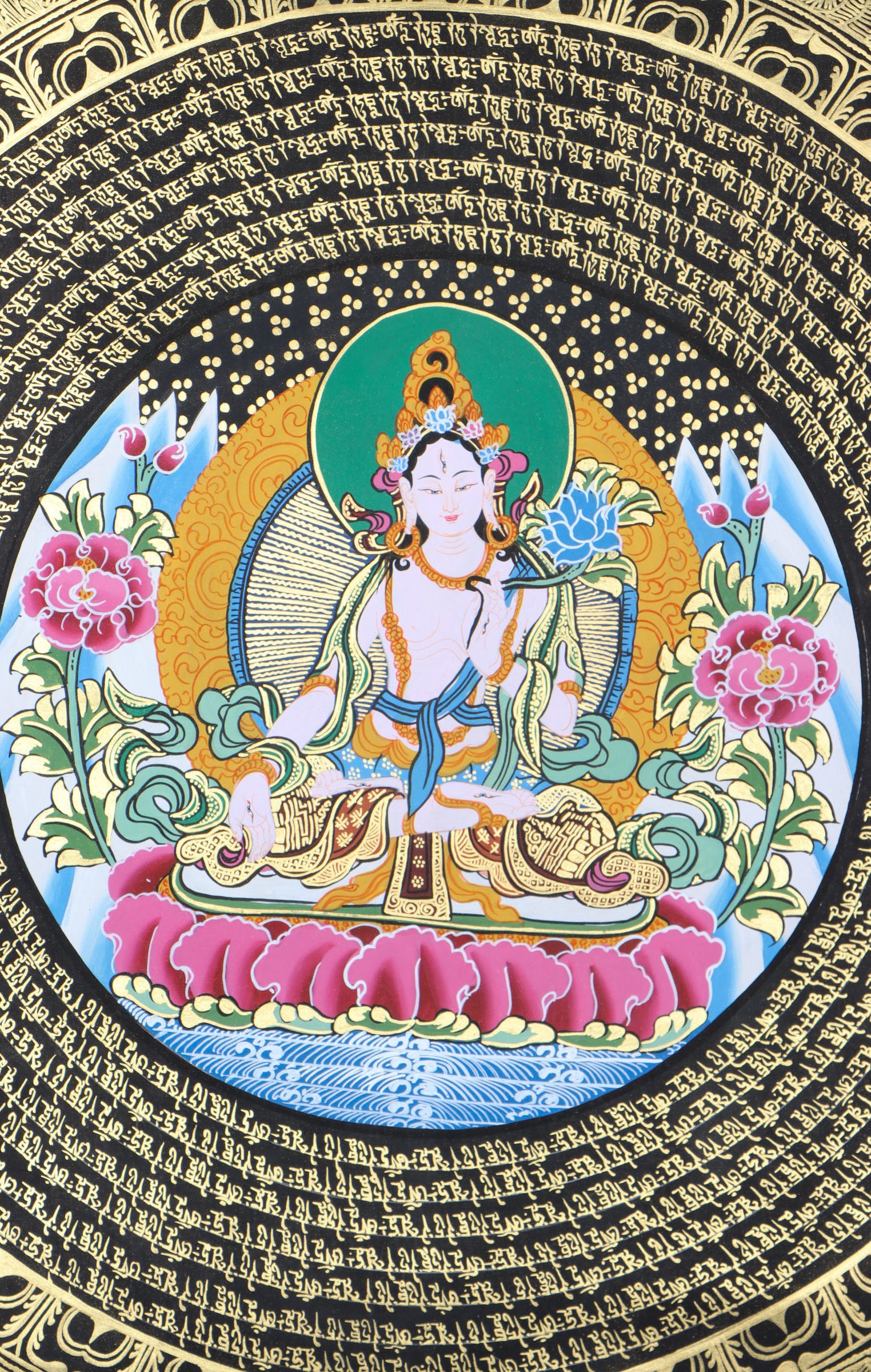 White Tara Mandala Thangka for spirituality 