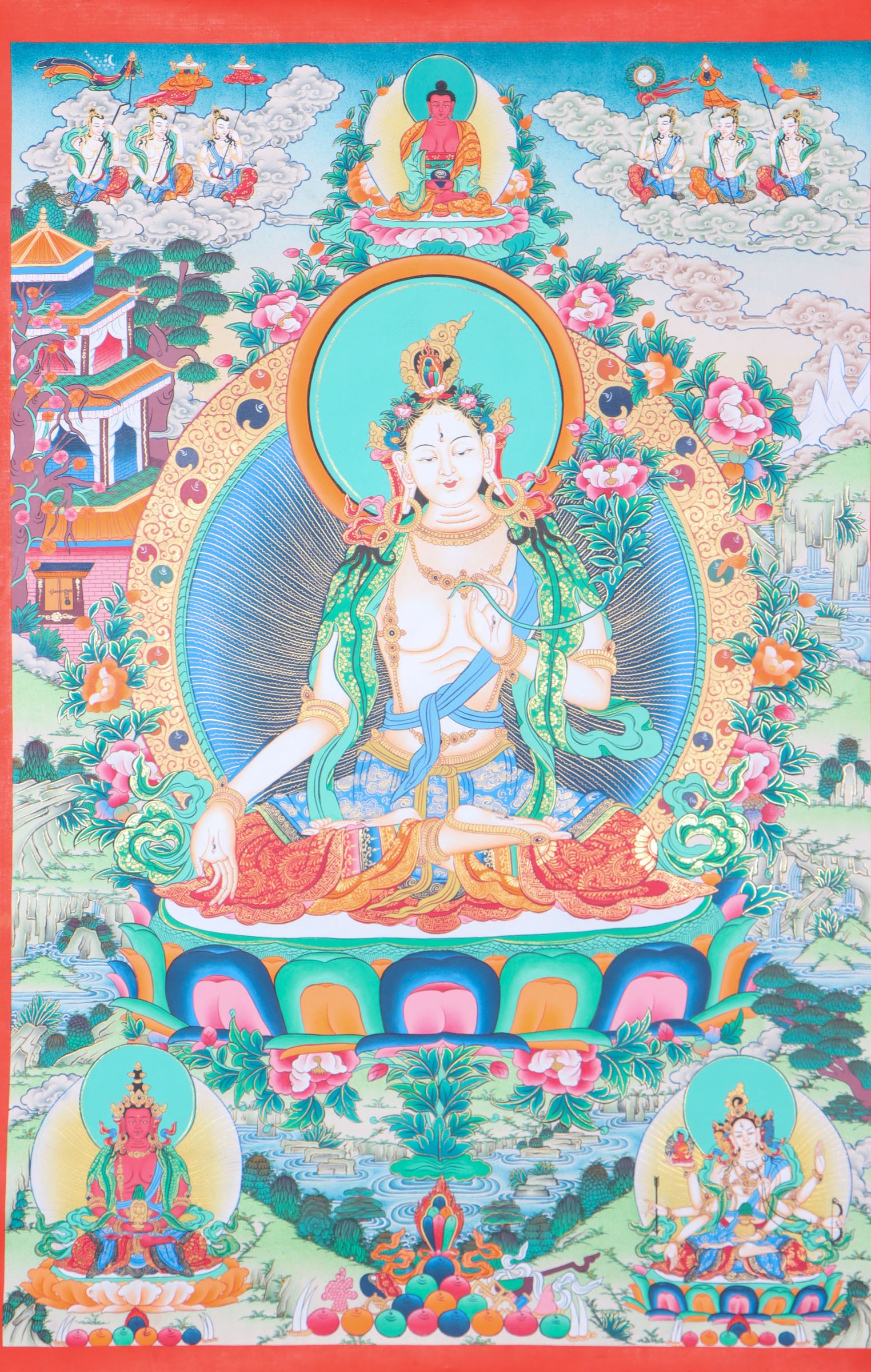 White Tara Thangka for  meditation and visualization.