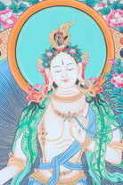 White Tara Thangka for meditation and visualization.