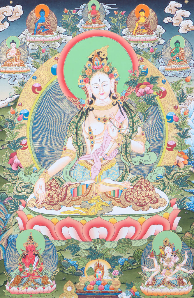 White Tara Thangka for Meditation and Prayer.