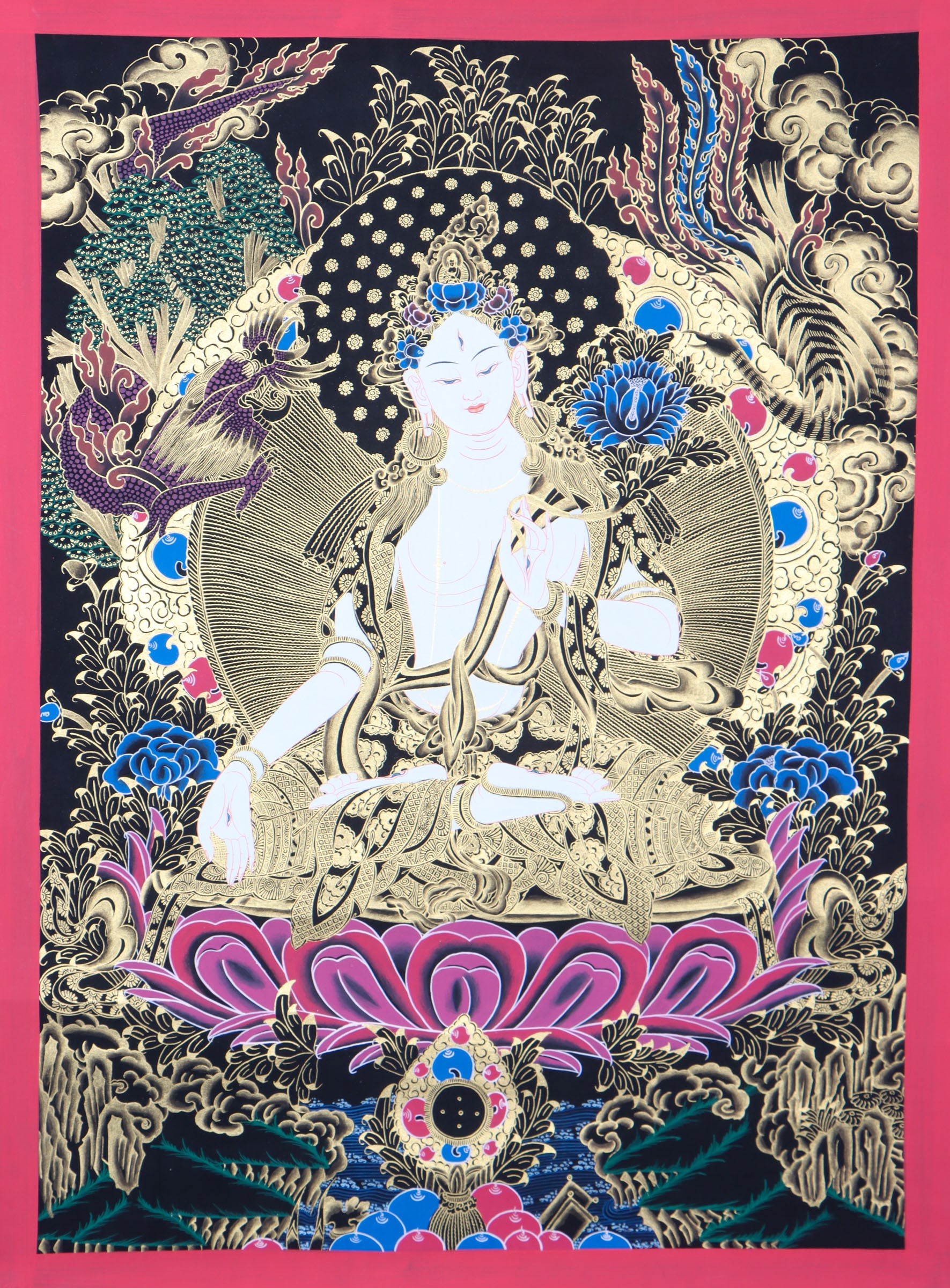 White Tara Thangka for wall hanging decor.