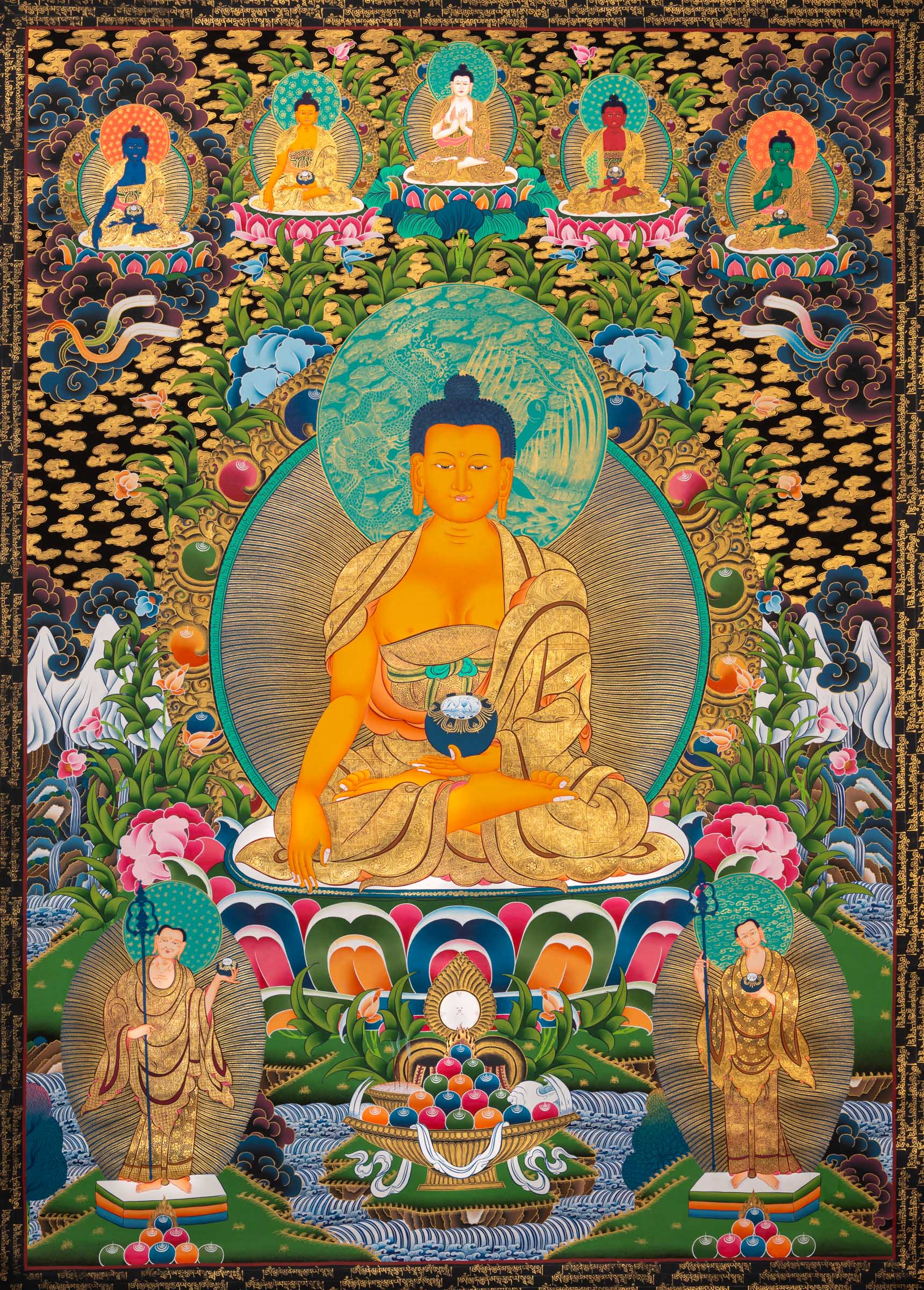 Sacred Hand-Painted Shakyamuni Buddha Thangka