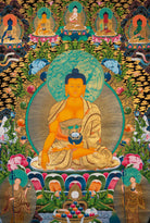 Sacred Hand-Painted Shakyamuni Buddha Thangka