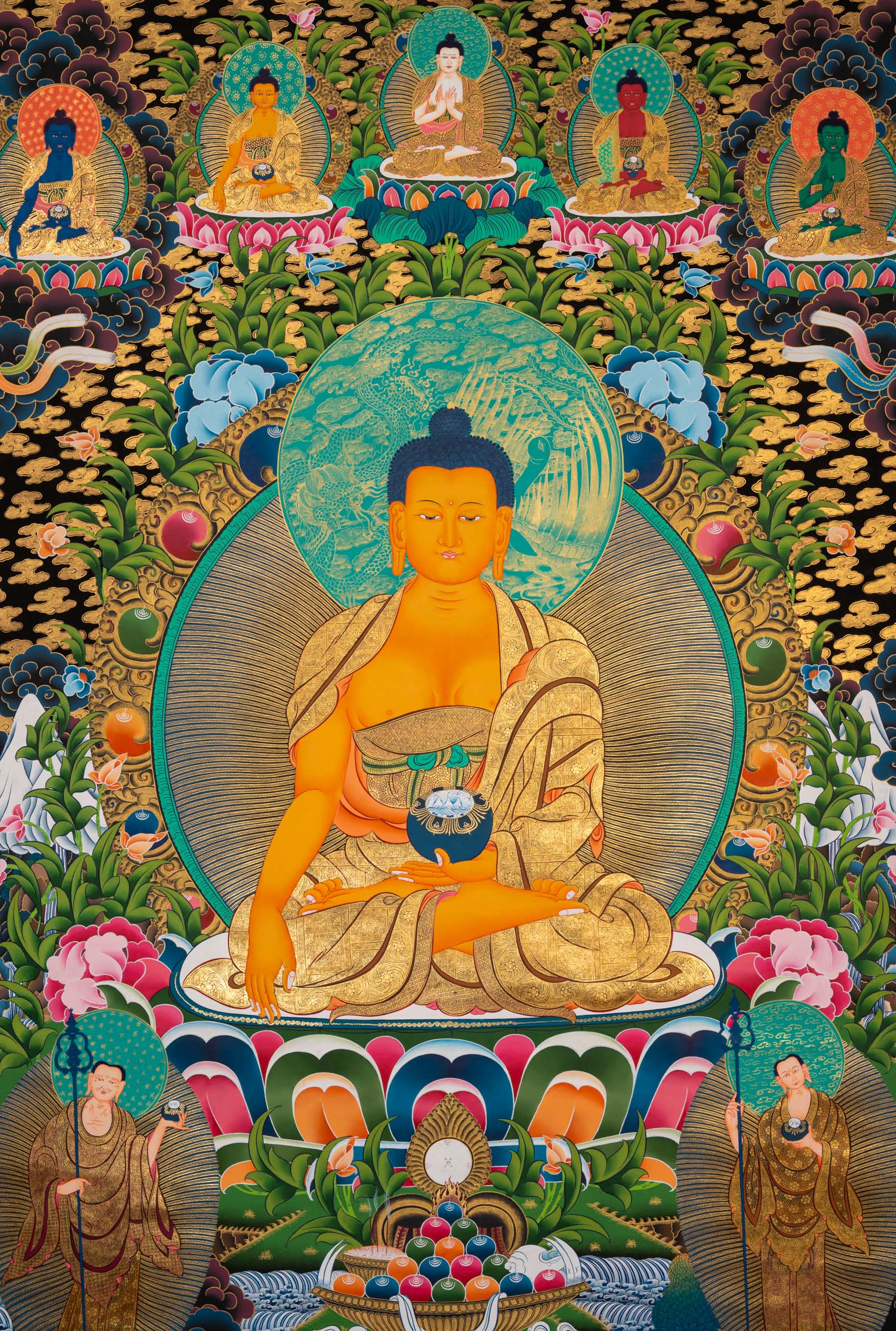 Sacred Hand-Painted Shakyamuni Buddha Thangka