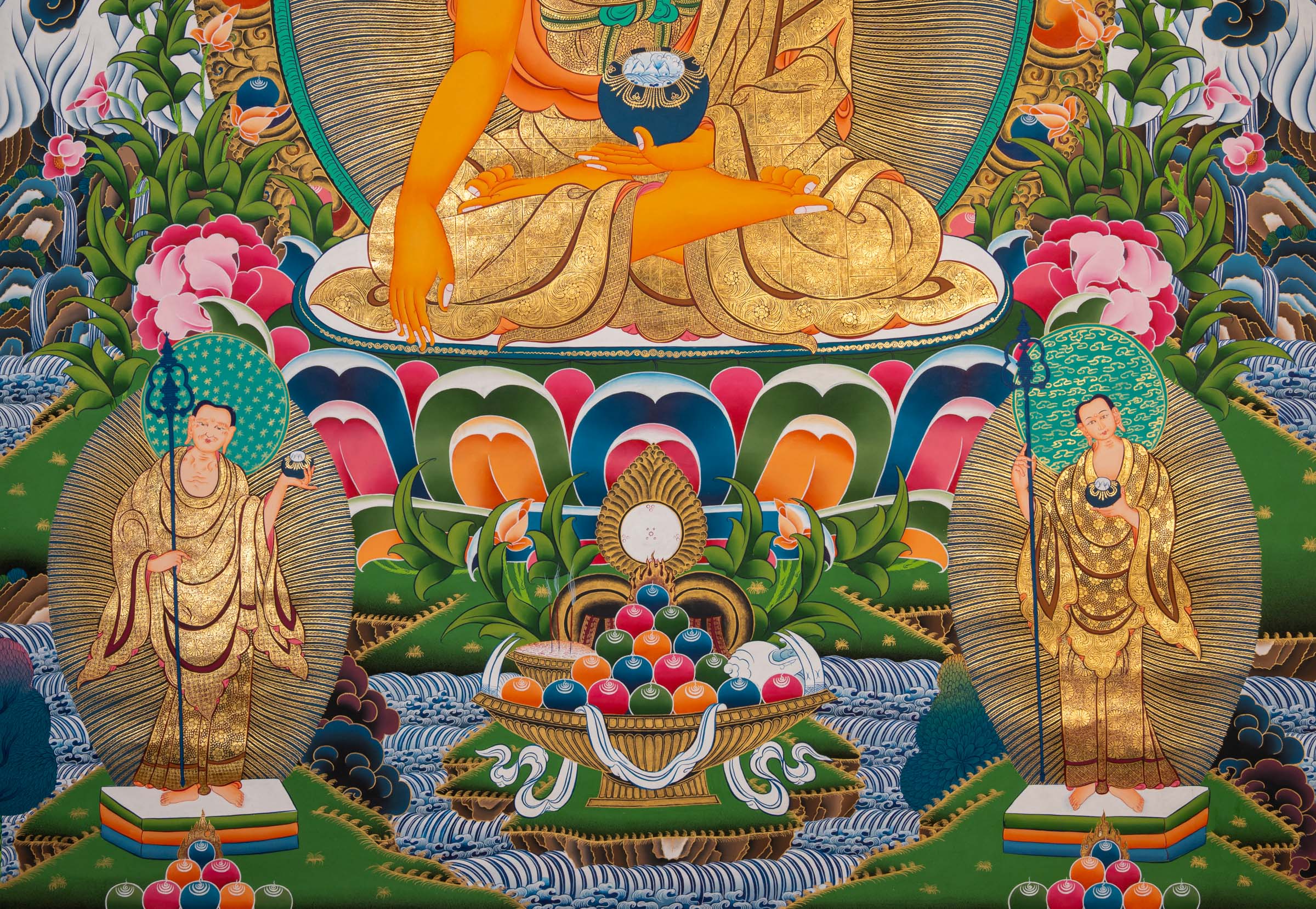 Sacred Hand-Painted Shakyamuni Buddha Thangka
