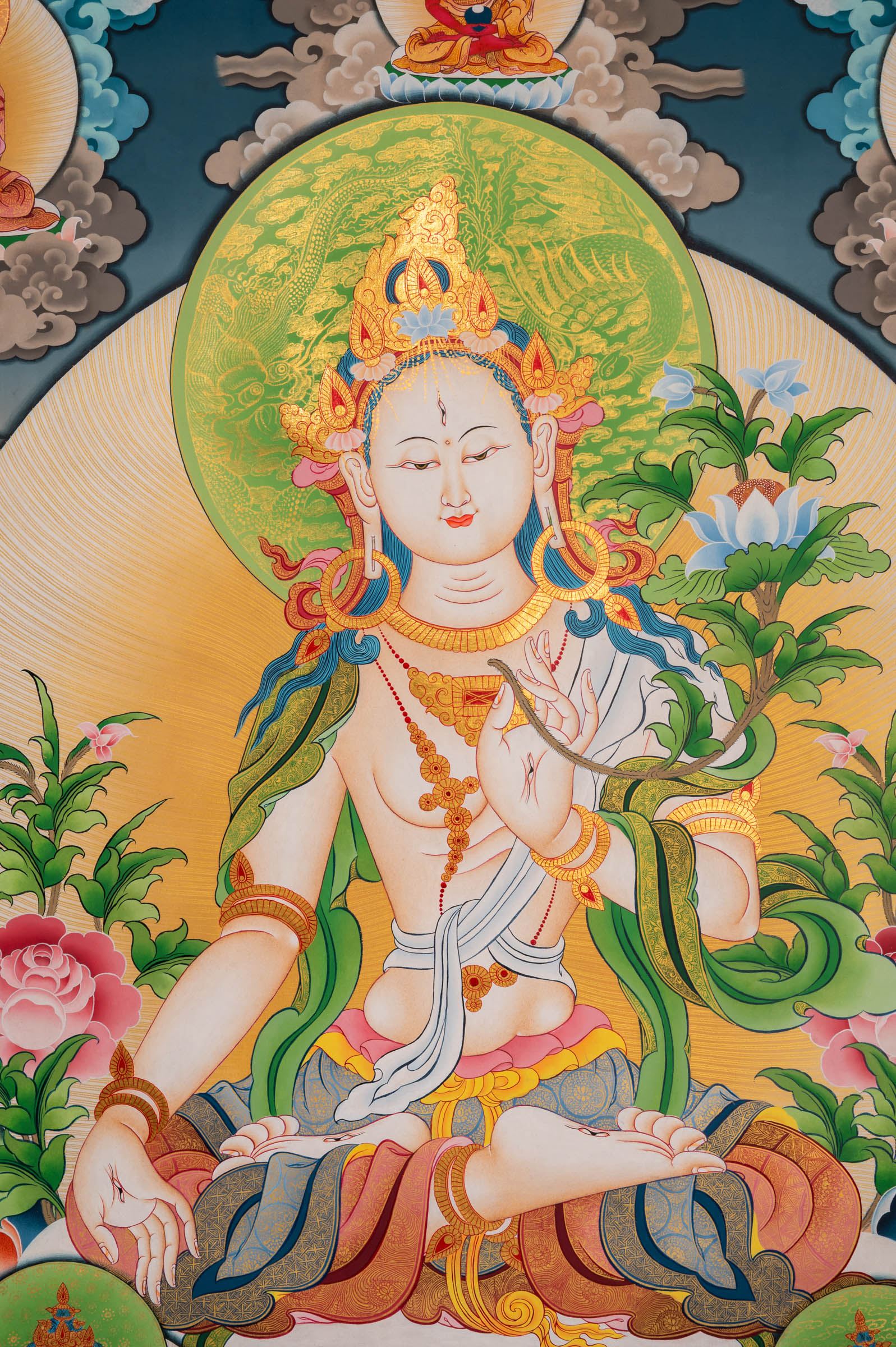 White Tara Female Deity Thangka - Lucky Thanka
