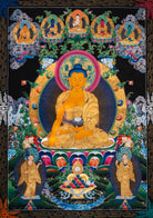 Shakyamuni Buddha Thangka Painting for prayer and devotion.