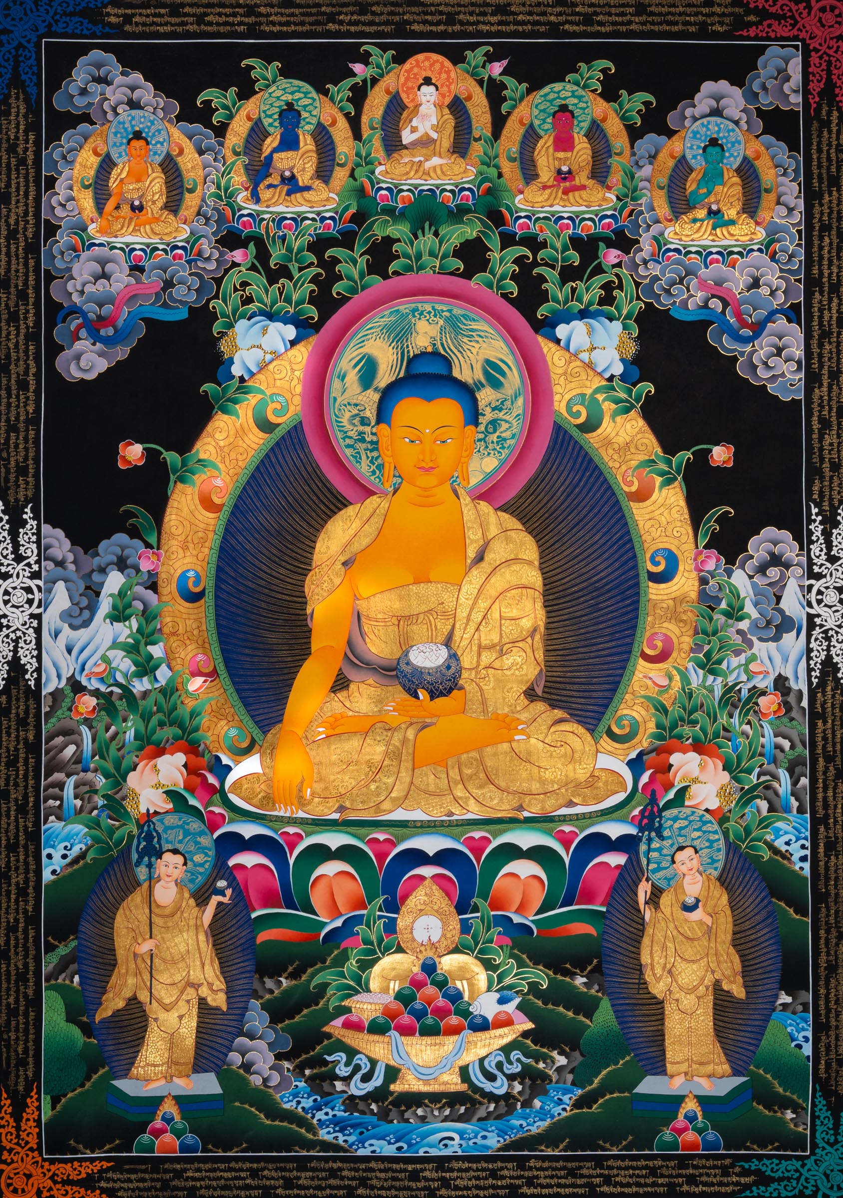 Shakyamuni Buddha Thangka Painting for prayer and devotion.