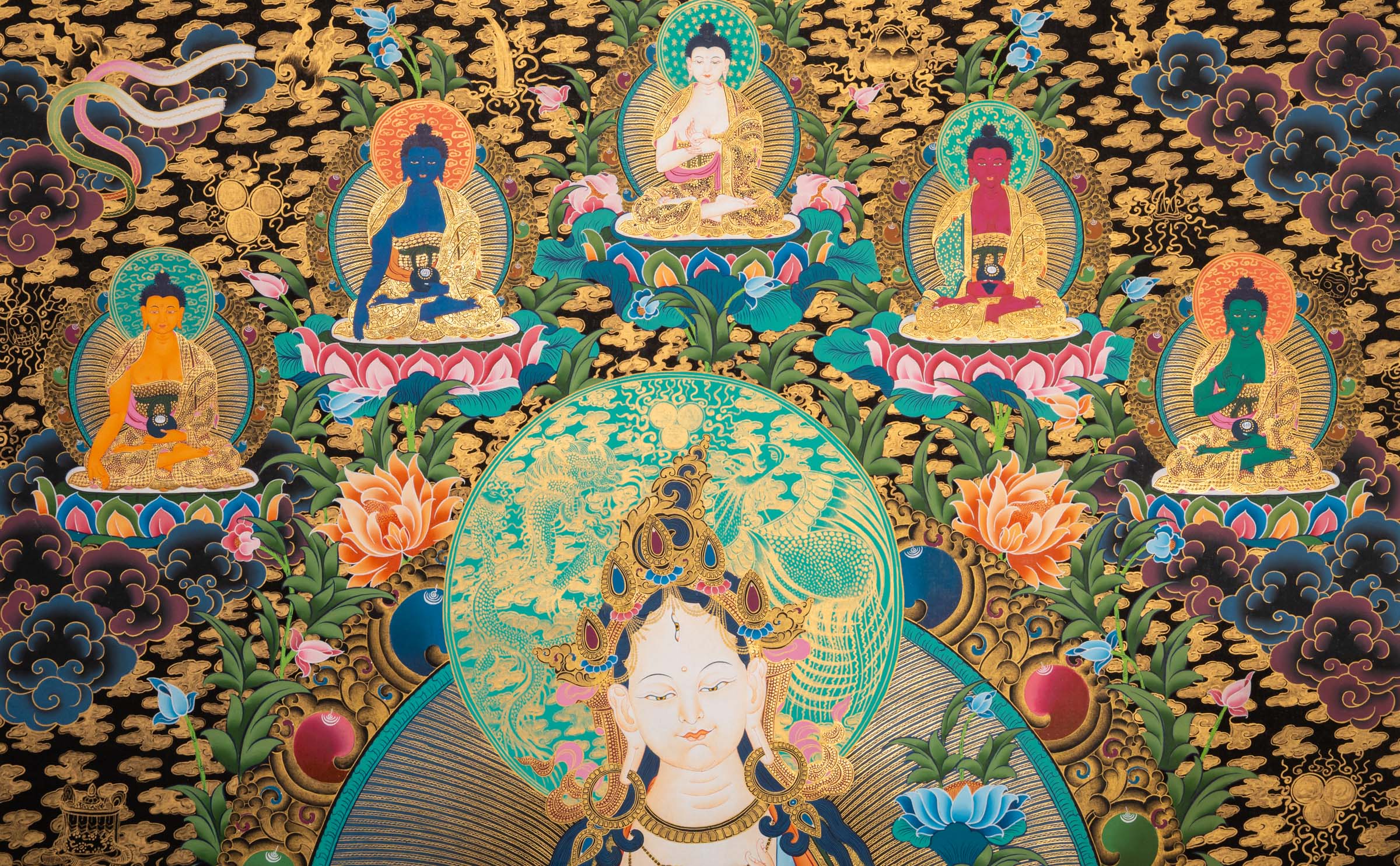 White Tara Thangka - Tibetan Art