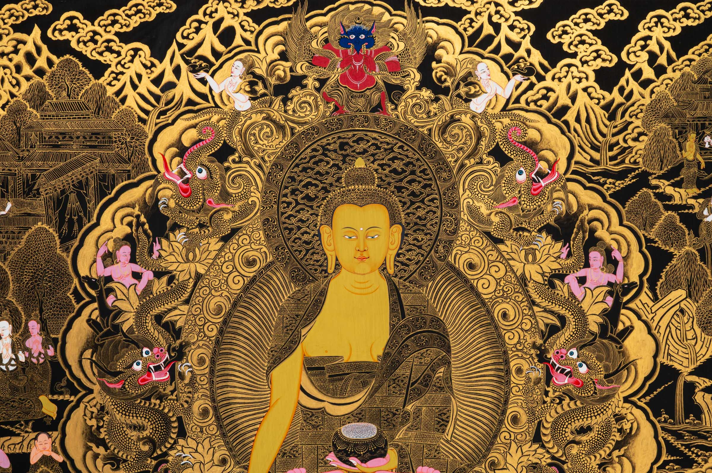 Buddha Life Journey Thangka - Tibetan Painting