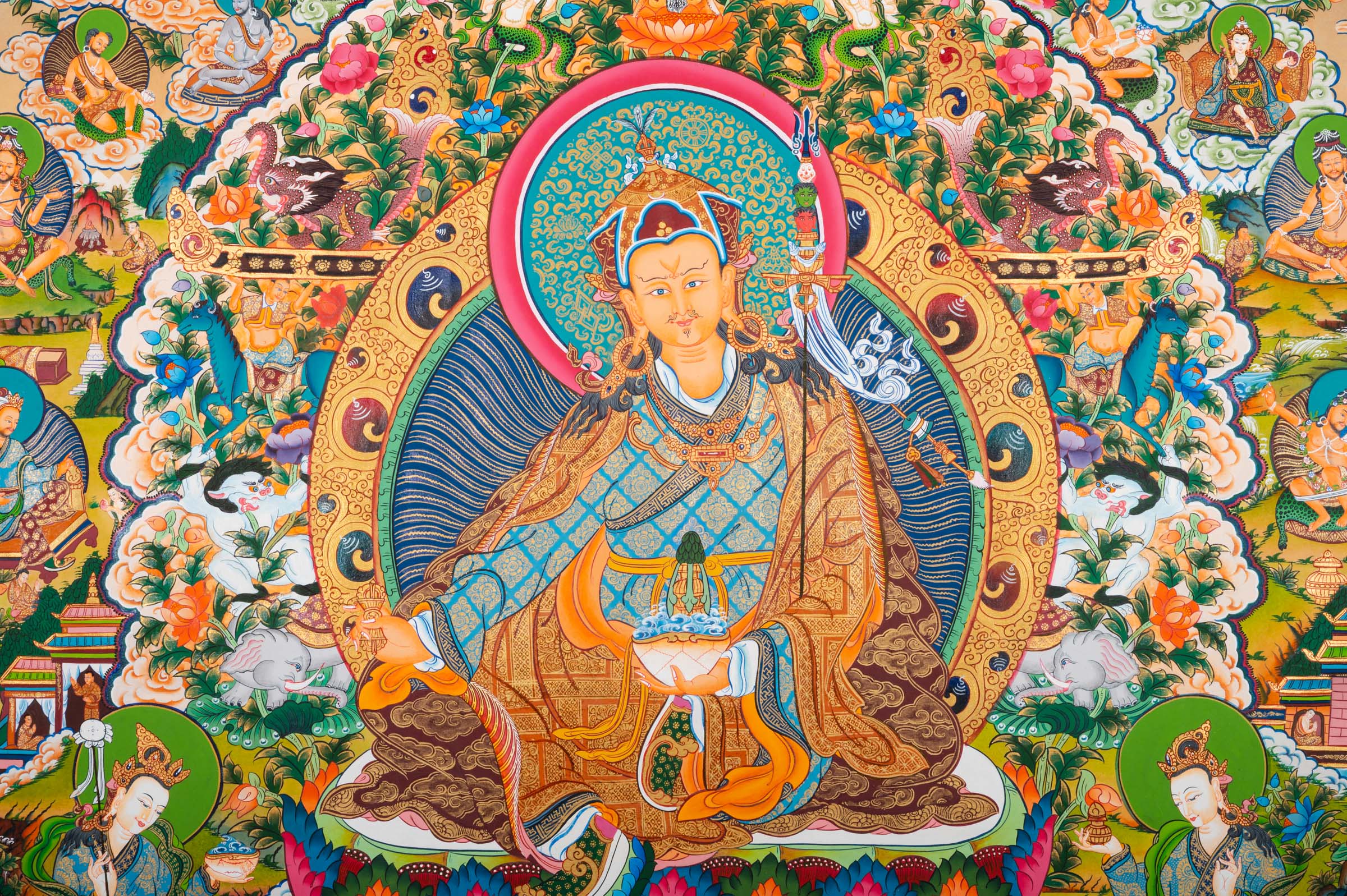 Guru Rinpoche Padmasambhava Thangka - Handpainted Art