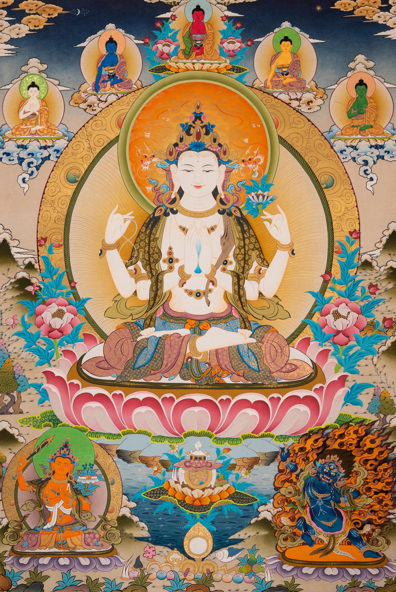 Chenrezig Thangka - Sacred Painting 