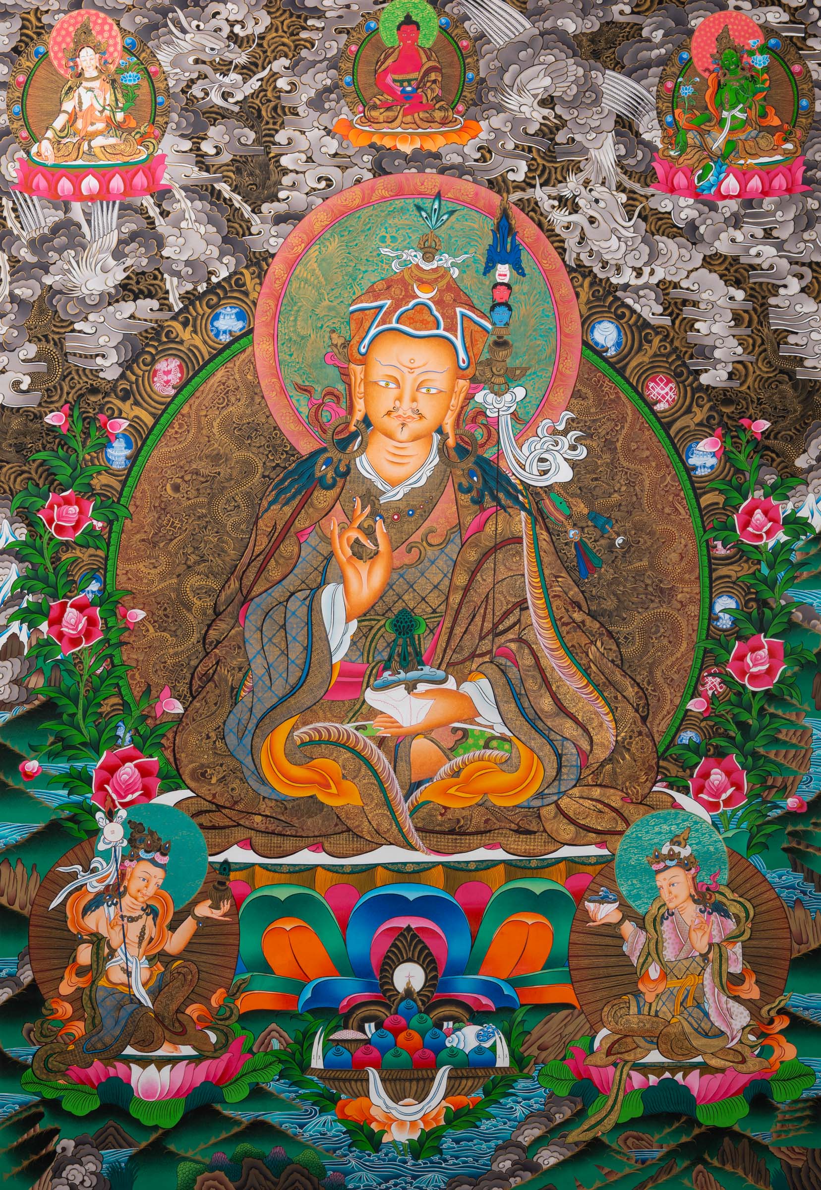 Guru Rinpoche (Padmasambhava) Thangka - Handpainted Art