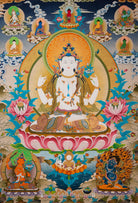 Hand-Painted  Chenrezig Thangka - Tibetan Art