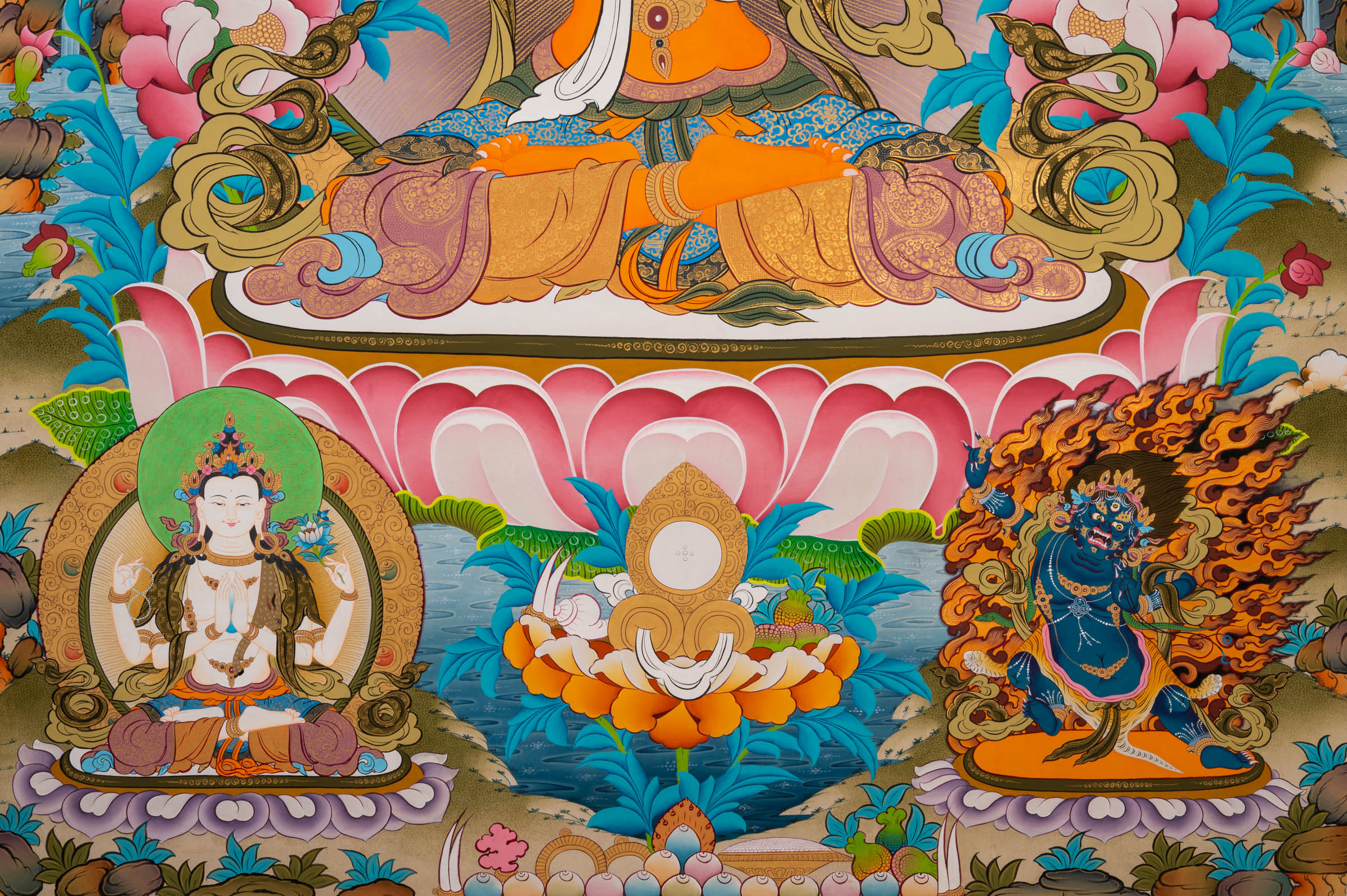 Manjushri Thangka Painting - Sacred Handpainted Art