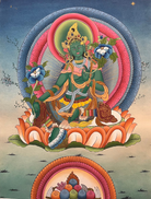 Green Tara Thangka Paintings for Spirituality and Home Decor