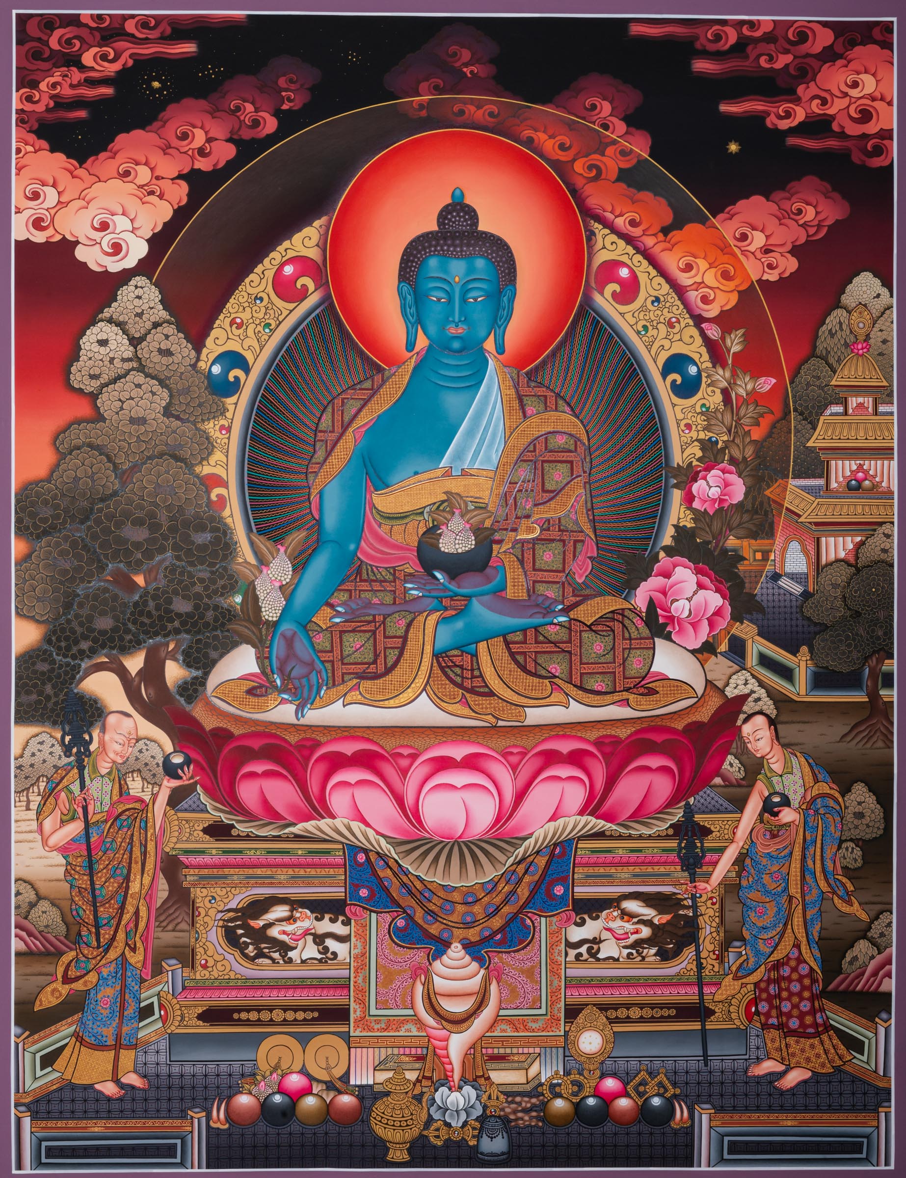 Healing Buddha Thangka - Sacred Painting 