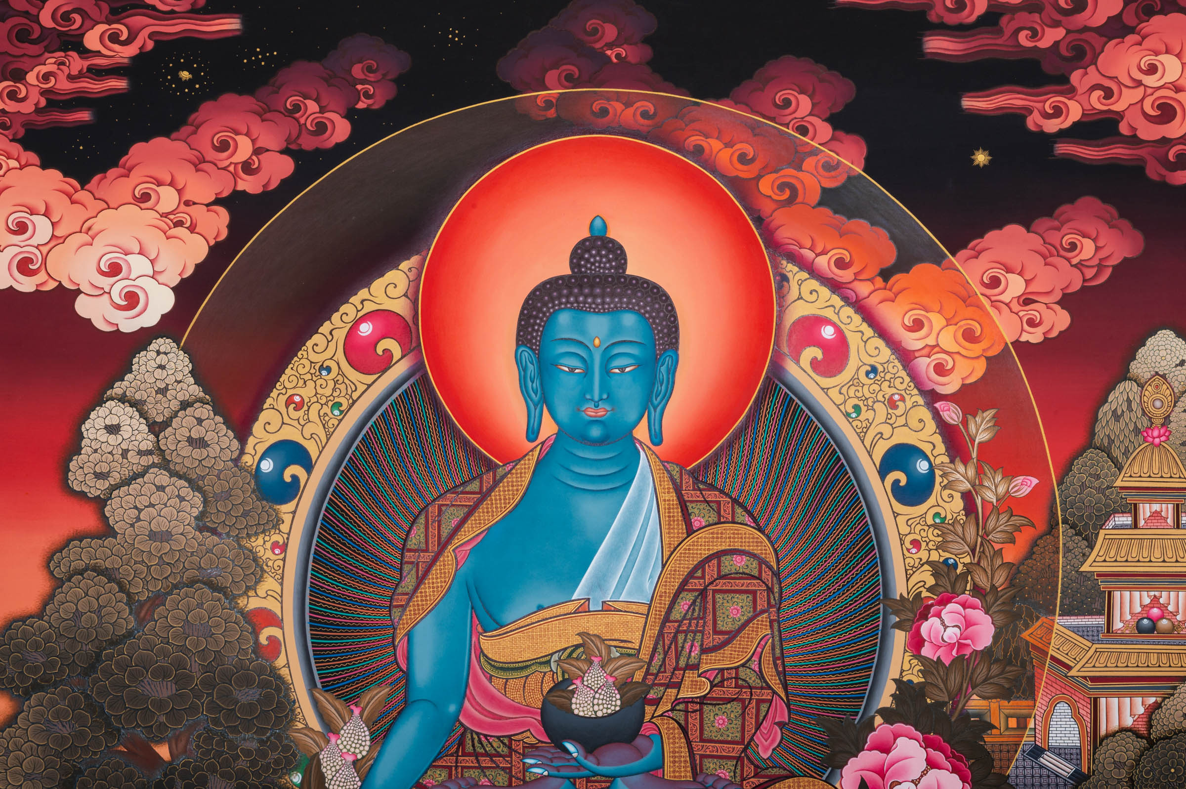 Healing Buddha Thangka - Sacred Painting 