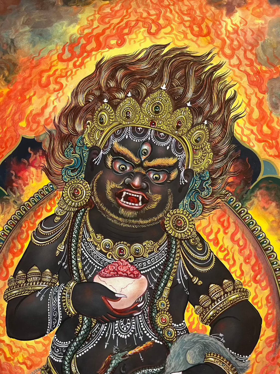 Newari Black Zambala Thangka