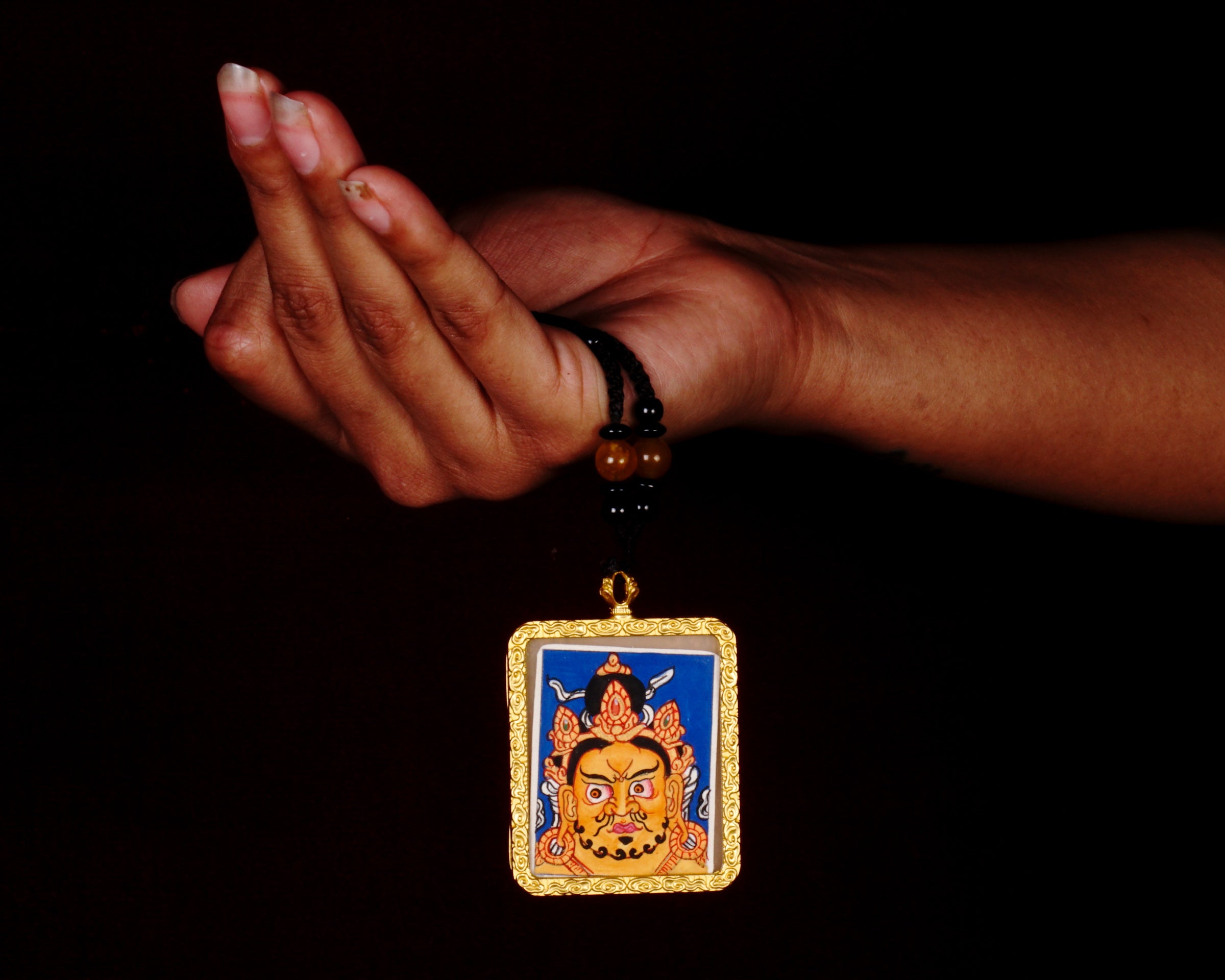  Zambala Ghau Thangka Locket, Tibetan deity of wealth , symbolizing prosperity and abundance