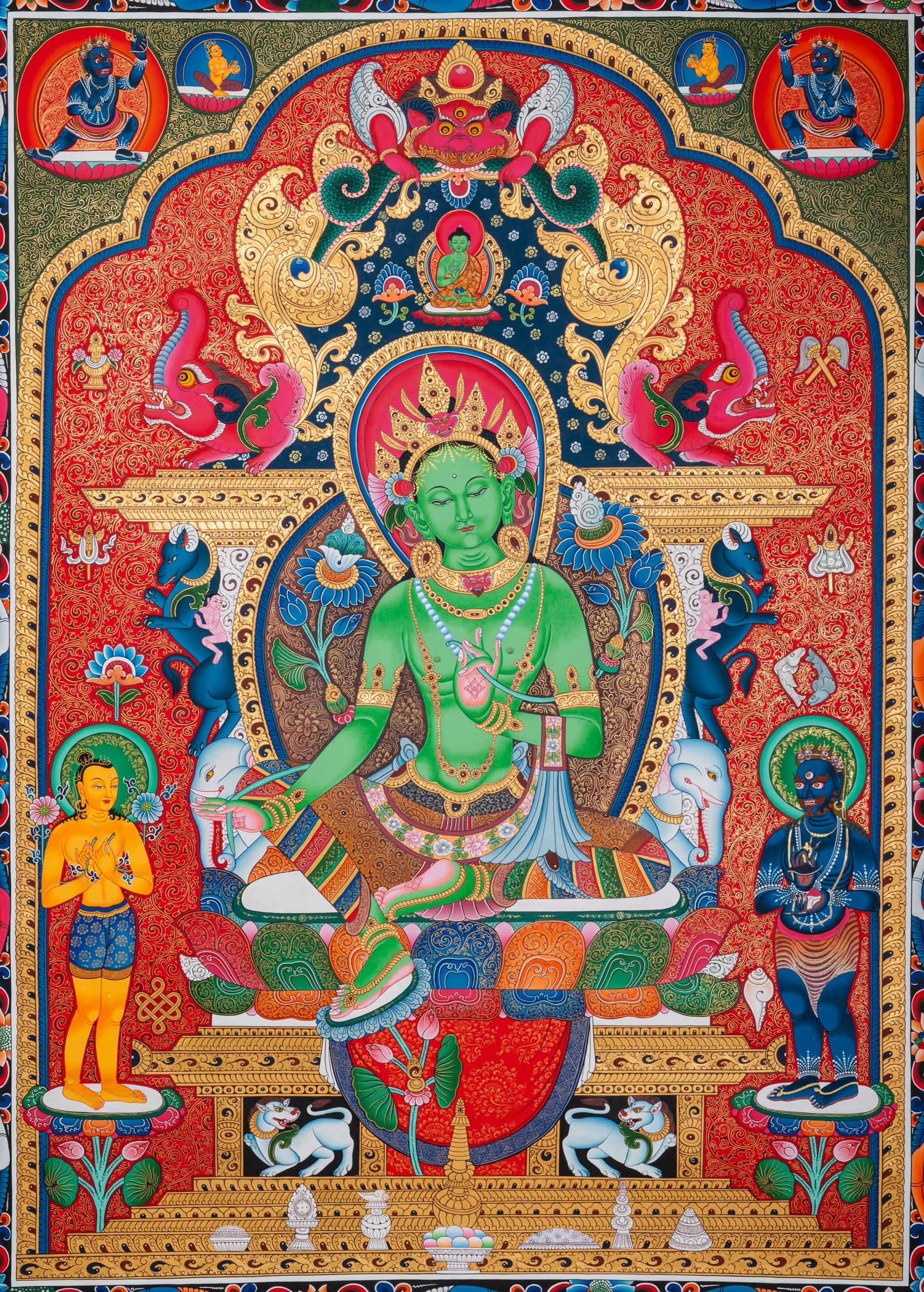 Hand-Painted 21 Tara Thangka - Handpainted Tibetan Art