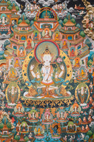 Pure Land Amitabha Buddha Thangka - Handpainted Art