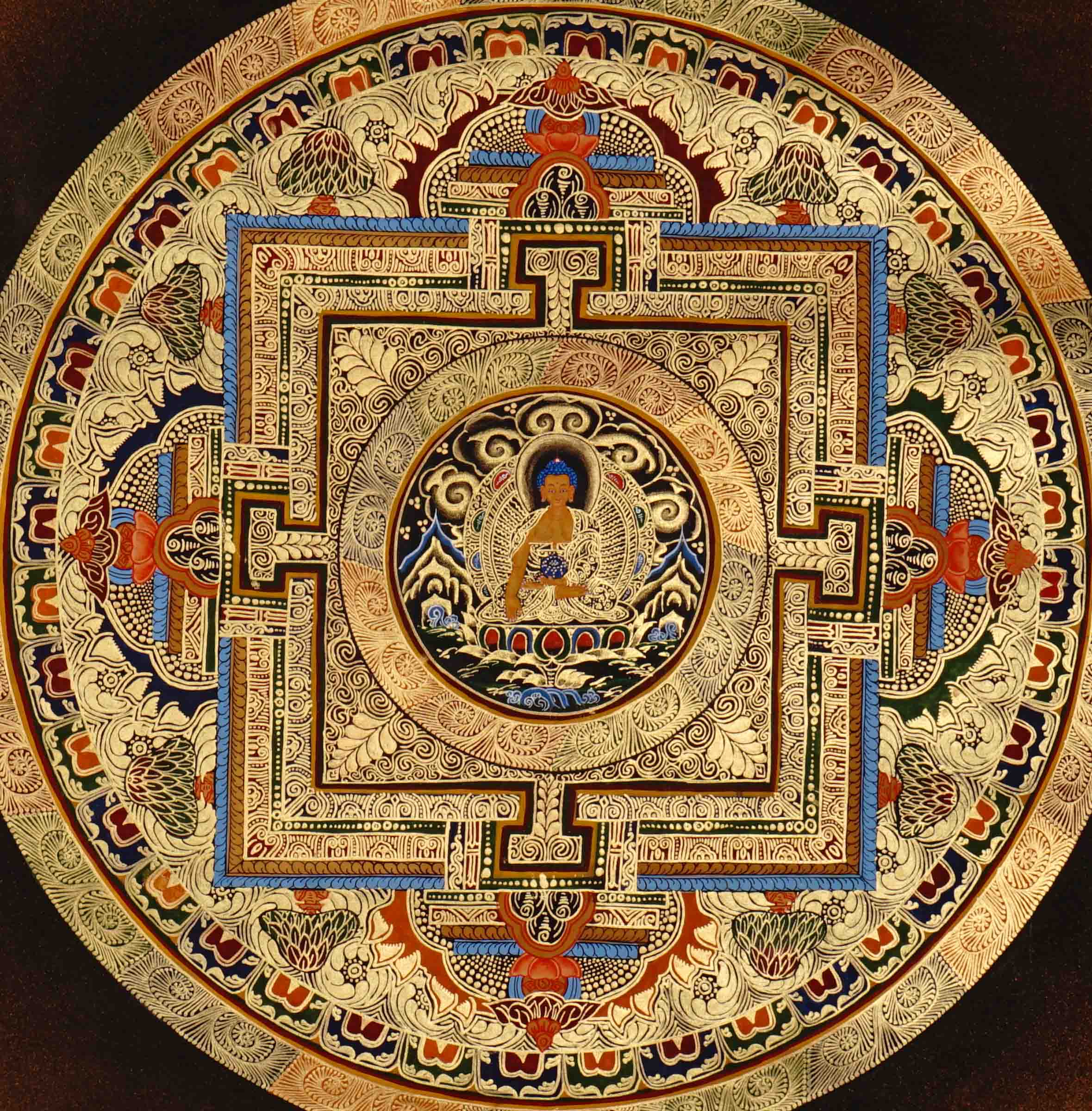 Shakyamuni Buddha Mandala Thangka  Buddhist sacred art 