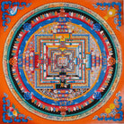  Orange multicolor Kalachakra Mandala Thangka Wheel of Time Sacred art Nepal