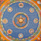 Om Mantra Mandala Thangka with six-pointed star and Tibetan script from Nepal