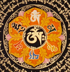 Om Lotus Mantra Mandala Thangka with concentric Tibetan mantra script from Nepal