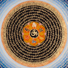 Tibetan Om Mani Padme Hum mandala thangka with sacred mantra circles