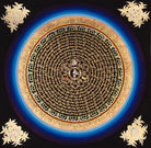 Om mantra mandala thangka painting with Tibetan sacred script
