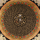 Om mantra mandala thangka painting with Tibetan sacred mantra script