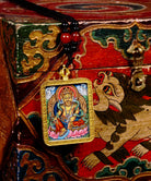 Yellow Zambala lotus Pendant Thangka Provides reassurance and a sense of stability